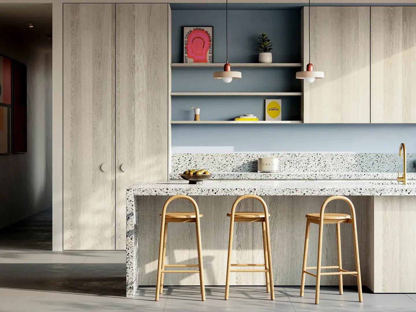 Modern kitchen featuring Havwoods' PurePanel Querkus European oak panels.